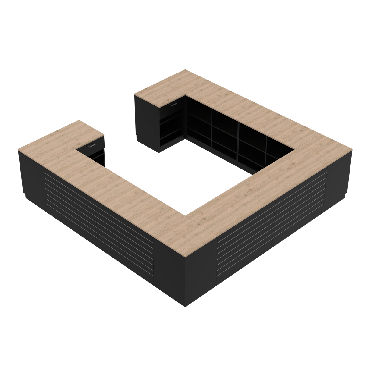 Butiksdisk H, svart/ek, (360x360)