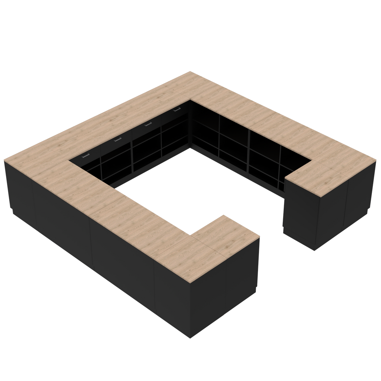 Butiksdisk H, svart/ek, (360x360)