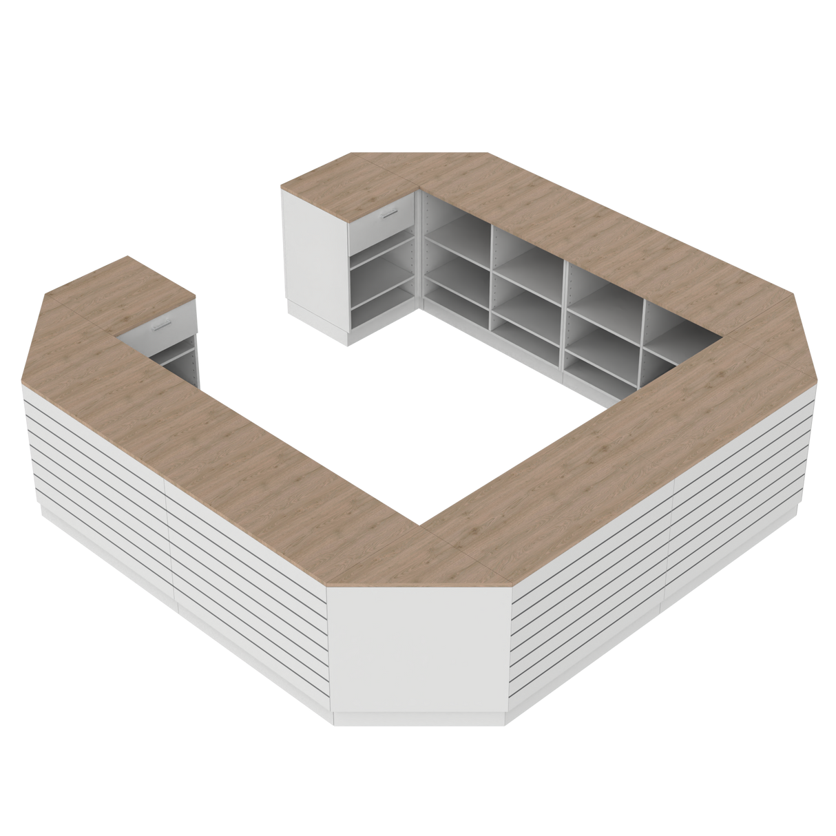Butiksdisk O, Vit/Ek
