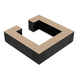 Butiksdisk H, svart/ek, (360x360)