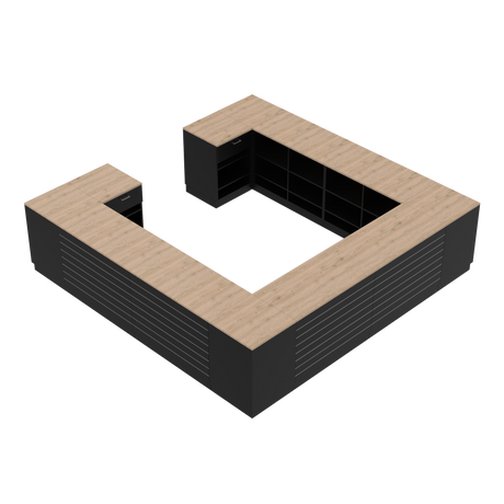 Butiksdisk H, svart/ek, (360x360)