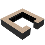 Butiksdisk H, svart/ek, (360x360)