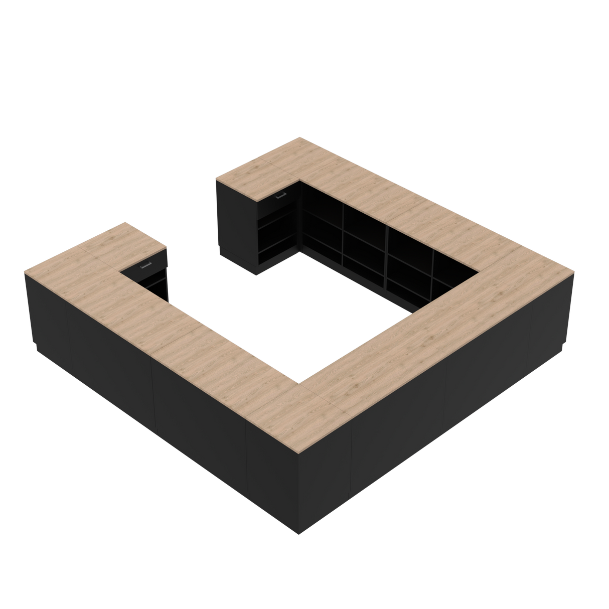 Butiksdisk H, svart/ek, (360x360)