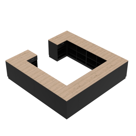 Butiksdisk H, svart/ek, (360x360)