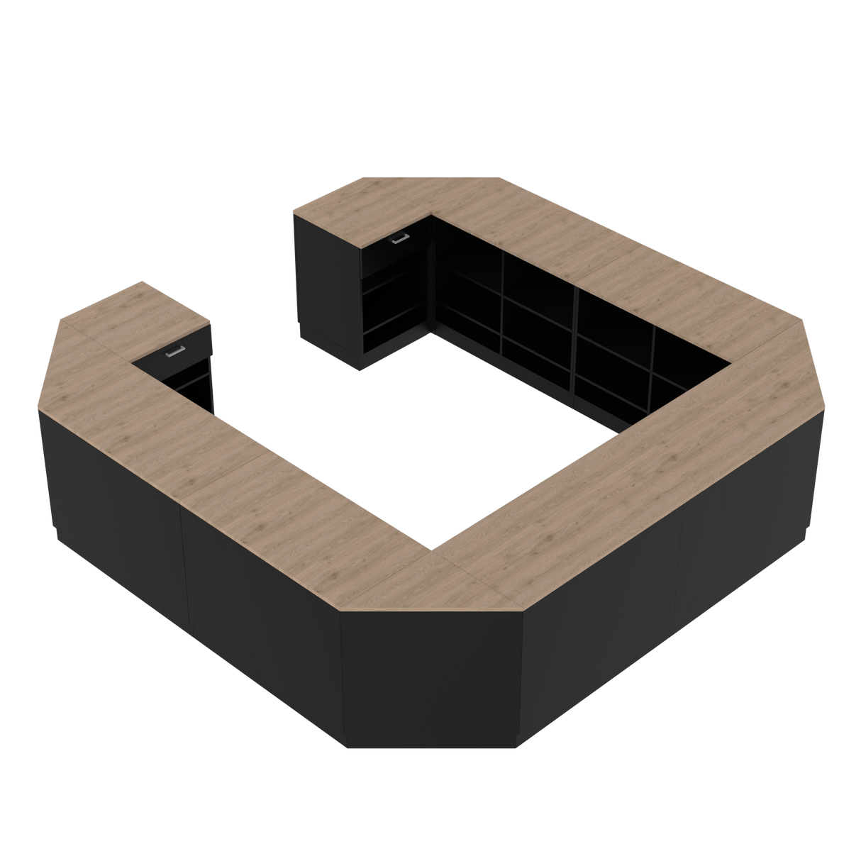 Butiksdisk O, Svart/Ek