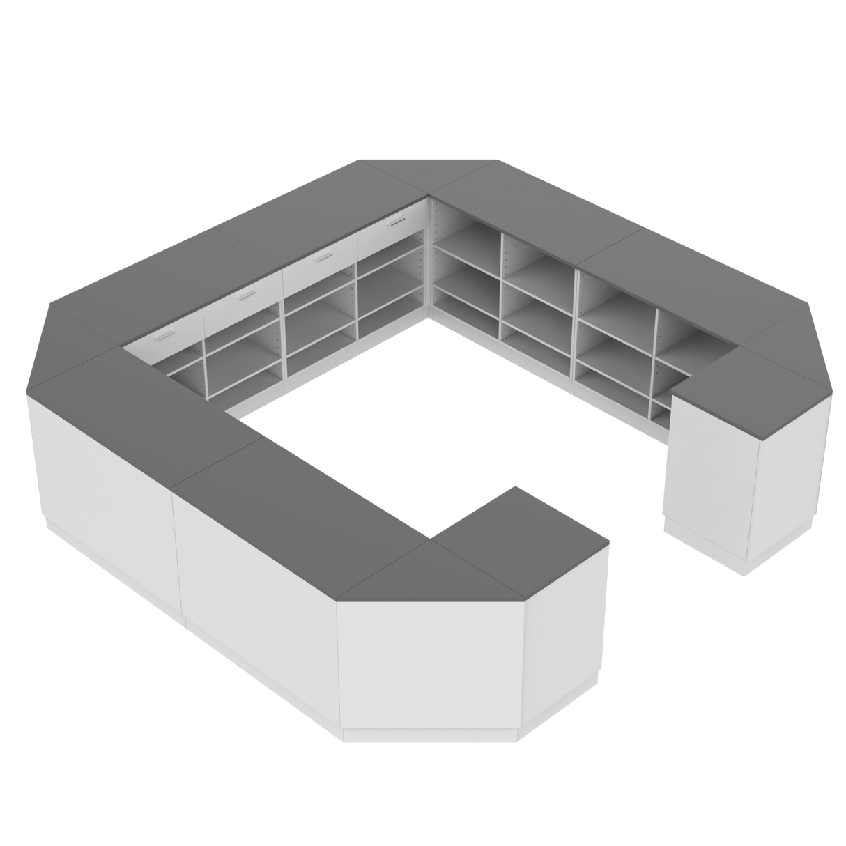 Butiksdisk O, Vit/Grå