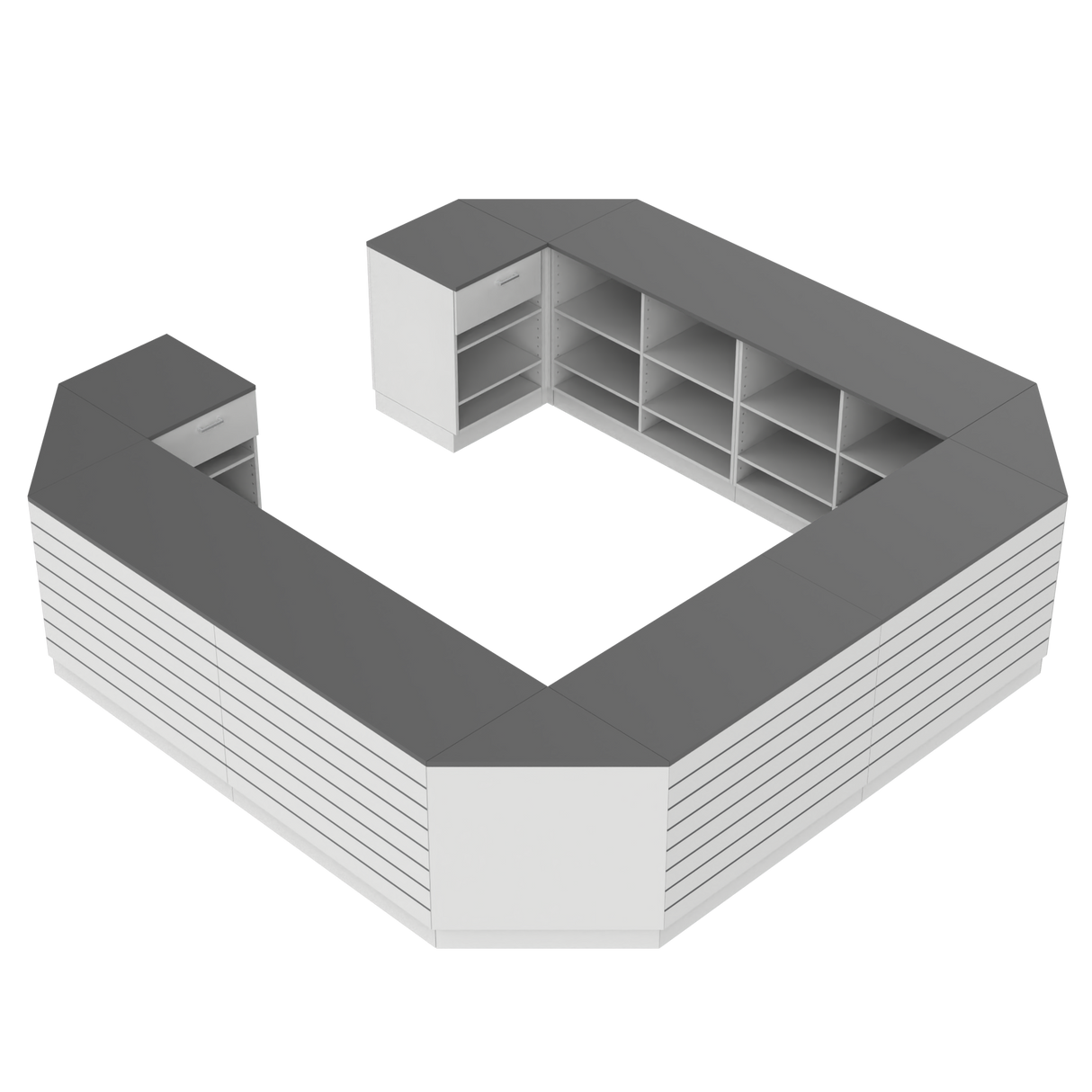 Butiksdisk O, Vit/Grå